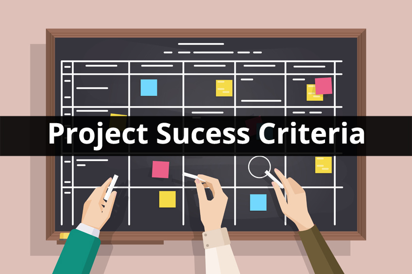 'Project success criteria' on a chalkboard